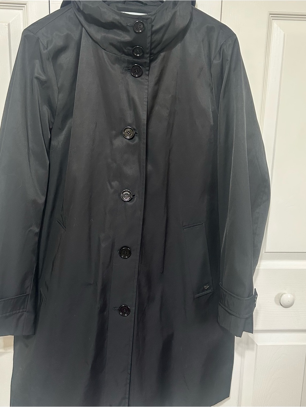 Calvin Klein Black Single-Breasted Trench Rain Coat NWT women’s Sz XL